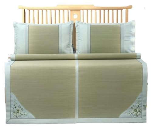 AMYSTY Sommer-Schlafmatte Sommer-Kühl-Isomatte Faltbare Stroh Topper Pad Bettlaken Glatte Klimaanlage Matte Sommer Schlaf Matte Bambusmatten-Bett Sommerschlafmatte(1.8 * 2m/5.9 * 6.5FT)