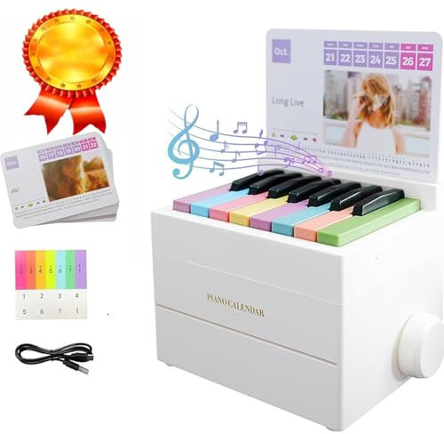 HIMS Taylor Mini Piano Desk Calendar, Taylor Piano Calendar, With 52 Music Scores in 27 Cards,Great Gift for Friends and Music Lovers (White)