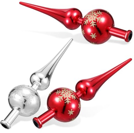 Cabilock Einzigartiges Weihnachtsbaumspitzen-Set: 2 Silberne Weihnachtsbaumschmuckstücke