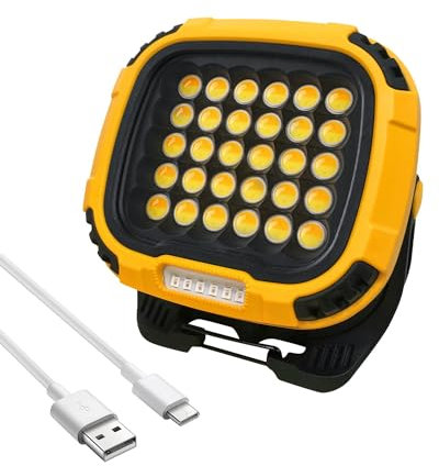 Trongle 50 W Proiettore di Lavoro LED Ricaricabile, 5200 LM Luce di Sicurezza Portatile a Batteria USB, Impermeabile per Uso Esterno, Proiettore COB Super Luminoso con Supporto Magn
