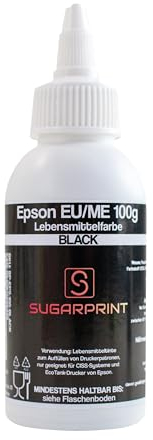 Lebensmitteltinte 100ml für Epson Drucker – Hochwertige Lebensmittelfarbe CYMK, ideal für hochwertige Lebensmitteldrucke (Schwarz)