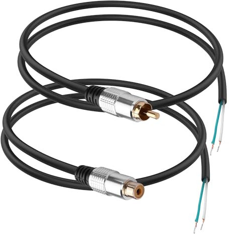 YACSEJAO RCA Plug to Speaker Wire Adapter - RCA Male+Female Jack Connector Adapter to Bare Wire Open End Audio Video Cable (0.5M/1.6FT)