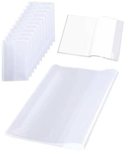 JEXOWIQ Book Covers,12 Stück Buchumschlag A4 Buchumschläge Transparenter Heft-hüllen A4 Buchumschläge für Workbooks, Aus PVC, Gute Flexibilität, verstellbare Weite, für Schule, Büro, wasserdicht (A4)