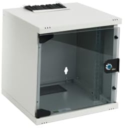 Netzwerkschrank 10 Zoll 6HE I 300 mm Tiefe I Serverschrank Grau | Wandmontage I abschließbare Glastür I voll montiert I 60 kg Traglast I 312x300x330 mm (Grau, 6HE)