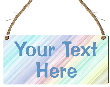 Customisable Hanging Plaque – Personalised Text Sign – Multiple Colours & Designs, Indoor Use, Ideal for Home Décor, Gifts & Special Occasions (Pastel Multi Stripes, Mdf Wood Indoor Use Only)