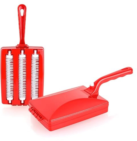 PARENCE.- Cepillo de Recogida de Migas de 3 Cilindros con Cubo de Basura Incorporado - Ideal para pequeños Trabajos de Limpieza - Color Aleatorio