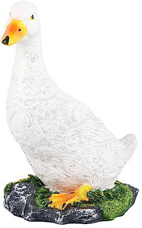 COMTERVI 14 cm, scultura bianca d'anatra, statua decorativa in resina, stimolazione dell'anatra, decorazione da giardino e cortile, decorazione per esterni