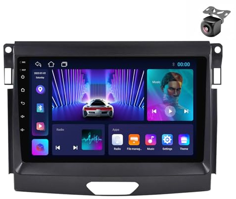 Android 14 Autoradio für Ford Ranger 2015 2016 2017 2018 2019 2020 GPS Navigation 9 Zoll Kapazitiver Touchscreen Auto Stereo Mit Radio SWC FM RDS 4G WiFi Carplay Android Auto (M100CP 4core 1+32G)