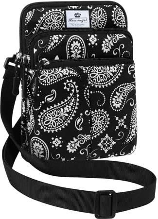 HUA ANGEL Mini Umhängetaschen kleine Sport Bauchtasche für Damen Herren | Handytasche bunt mit vielen Reißverschluss Fächern wasserdicht Stoff Gürteltasche mit Für Reisen Festival