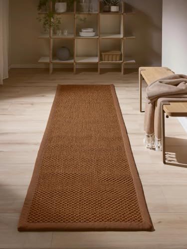 benuta Pure Sisalteppich Greta - Hellbraun 70x240 cm - 100% Sisal - Läufer & im Style: Bordüre, Uni, Natural Living, Scandi Living - Pflegeleicht für Wohnzimmer Schlafzimmer