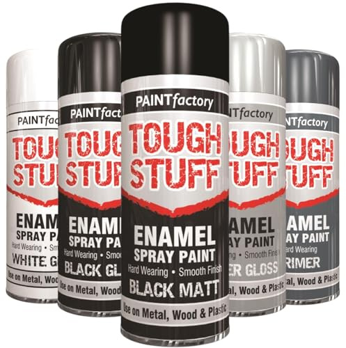 Tough Stuff Enamel Spray Paint 400ml – Hard Wearing Multi-Surface Aerosol for Wood, Metal & Plastic Gloss, Matt & Primer Finishes – Resistant Coating for Automotive, DIY & Home Use (Black Matt 2577)
