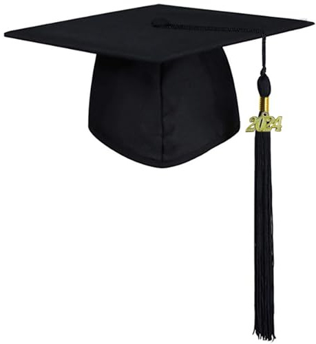2024 Akademische Mörtelbrett Bachelor Caps Graduation Kostüm Unisex Fransen Hut für College University Bachelor Hut