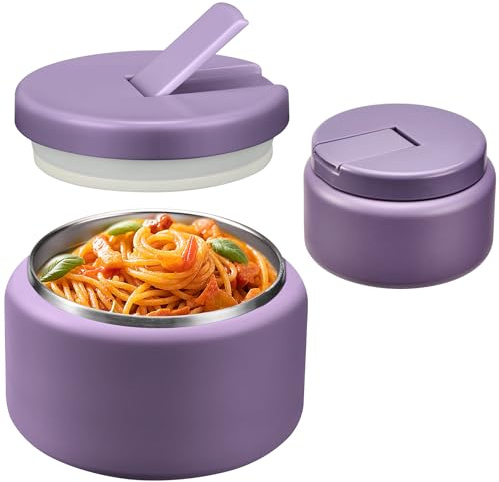 Itslife Thermobehälter für Essen 400ml, Thermo Lunchbox Kinder mit Schnallendeckel und Löffel, Warmhaltebehälter Essen Auslaufsicher, Essensbehälter für Picknick, Schulen und Büros, Lila
