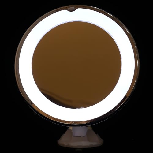 HOMSFOU Miroir Grossissant Argenté Ventouse avec Éclairage LED X10 Plusieurs Styles en Plastique Plusieurs Styles pour Miroir de Salle de Bain pour Maquillage et Usage Intérieur