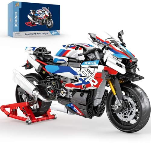 Brihappen Juego de construcción de motocicleta a escala 1:8 1000 RR para adultos, kit de modelo de motocicleta técnica con función de dirección, soporte de exhibición, 949 piezas de modelo de