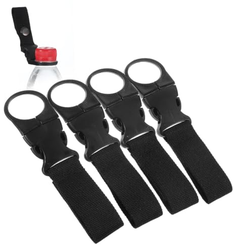 Gsbnjuy 4 Pcs Bottle Clip Hanging Holder Bottle Buckle Clip | Portable Bottles Ring Holder, Nylon Keychain Carabiner, Webbing Strap Belt Lanyard, for Backpack, Camping, Hiking, Travel