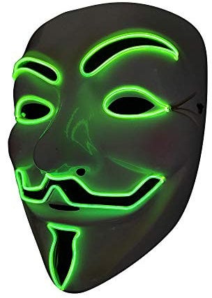 SOUTHSKY LED Maske V For Vendetta Maske EL Draht Leuchten Für Halloween Kostüm Cosplay Party(V-Fluoreszenz Grün)