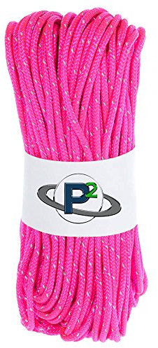 Paracord Planet Paracorde fluorescente réfléchissante 43,1 kg - Corde de parachute tactique de type I pour randonnée, camping, pêche - Rose fluo (76 m)