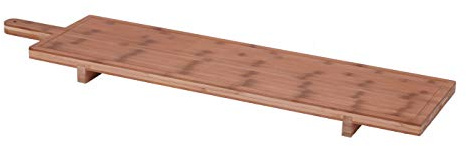 Serveringsfat i trä med stativ – 100 x 26 cm – XXL ostbräda med handtag – serveringsfat träbräda serveringsbräda livsmedelssäker