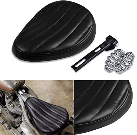 NATGIC Harley Motorcycle Solo Seat Cushion Baseplate Spring Seat Pad Saddle Bracket for Harley Cruiser Bobber Chopper Harley Honda Yamaha Suzuki Kawasaki (New-Black)