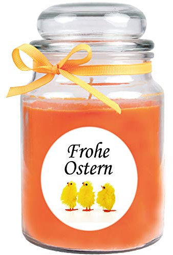 HS Candle Duftkerze als Ostergeschenk (Honigmelone-Duft), Design: Küken - Kerze als Osterdeko - 500g. Wachs mit ca. 110 Stunden Brenndauer