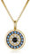 PEIMKO Blue Evil Eye Necklace With Cubic Zirconia 925 Sterling Silver Round Blue Amulet Pendant For Women Wife 18inch- White/Rose Gold/Yellow Available (Yellow)