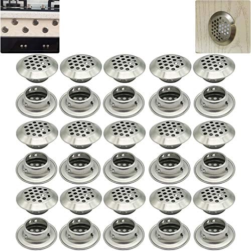 CTRICALVER 30Pcs Rejilla de ventilación de Acero Inoxidabl|de|Malla Agujero Redondo Rejilla de Ventilación Ø19mm | para Gabinete, Guardarropa, Gabinete del Zapato, Gabinete Decorativo