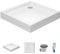 ECOLAM® Duschwanne Duschtasse flach Patio Polimat Viereck quadratisch 90x90 x16 cm Tiefe 5 cm Acryl weiß + Siphon + Silikon (90 x 90 cm)