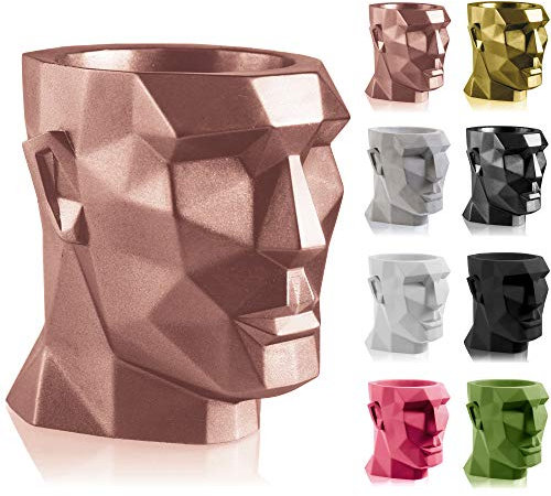 CONCRETTE Maceta de hormigón Apollo | Ø 12 cm | Or Rose | Jardinera de Cemento | Hecho a Mano en la EU