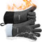 Loveuing Gants de Cuisine en Silicone et Coton Double Couche Résistants à la Chaleur - Gants de Four et Barbecue Parfaits pour la Cuisson - 1 Paire