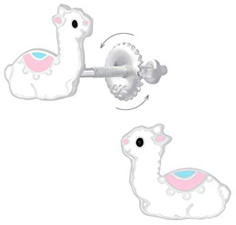 Laimons Kinder-Ohrstecker Alpaka - Ein süßes Accessoire aus echtem Sterling Silber 925 für kleine Fashion-Fans mit Verschluss zum Drehen