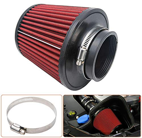 Baceyong - Filtro dell’aria per auto, rosso, universale, ad alte prestazioni, per kit aspirazione d’aria da 76 mm