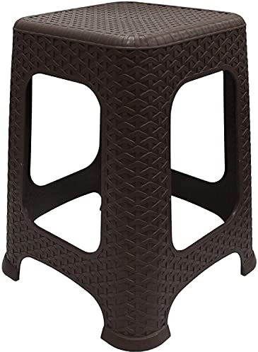 Easy Shopping Large Rattan Stackable Stools Step Stool Plastic Indoor Outdoor Chair Brown