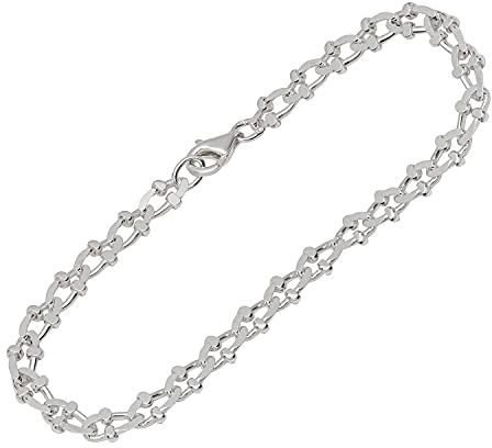 NKlaus Damenarmband 925er Silber, Königskette, 2 fach diamantiert, 19cm | Zweifach diamantierte Königskette für Damen, Breite 4,4mm