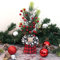 COM-FOUR® Deko-Baum, dekorativer Kleiner Schmuckbaum, tolle Tischdeko, optimal für die Adventszeit, ergänzt Kränze und Girlanden (35cm grüne Zweige + rote Beeren)