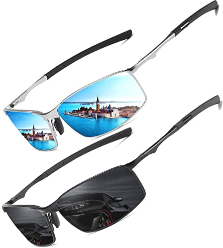 LEDING&BEST Polarised Sunglasses Mens Womens UV Protection metal frame Classic Vintage Style Ultralight Shades For Driving Travel Fishing Running Pilot Sun glasses