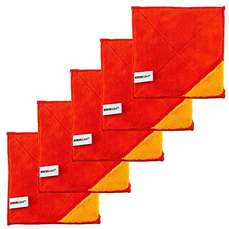 Kochblume 1-5-10er Set / Microfasertuch Putztuch 18 x 18 cm (5er Set, rot-orange)