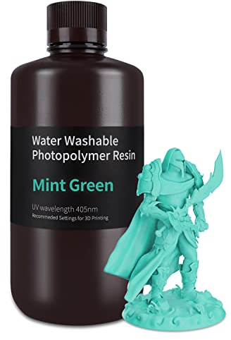 ELEGOO Resin Wasser Abwaschbar 1000g Minzgrün, 405nm LCD UV-Härtung 3D Drucker Resin Water Washable Resin für MSLA/LCD/DLP Resin 3D Drucker