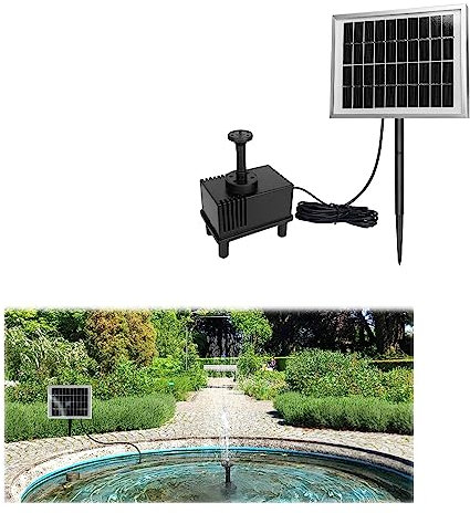 JOIEYOU Solar Springbrunnen Außen Solarbrunnen Solar Teichpumpe Solar Wasserpumpe für Garten Vogeltränke Fisch-Behälter Miniteich mit Verschiedene Sprühdüsen(2W)