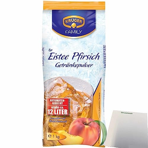 Krüger Eistee Pfirsich Getränkepulver (1kg Beutel) + usy Block