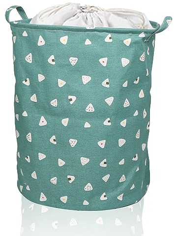 Großer Wäschekorb, 1 Stück Faltbare Runde Lagerung Wäschekörbe Faltbarer Aufbewahrungskorb mit Kordelzugverschluss für Schlafzimmer Bad (18-Inches Blau)