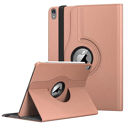 360 Grad drehbare Lederhülle für Apple iPad 10. Generation 10,9 Zoll veröffentlicht 2022, nur Modellnummern sind A2757, A2777, A2696 (Roségold)