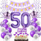 Deko 50. Geburtstag frauen Lila ,Geburtstagsdeko 50 jahre frauen Luftballons 50 Geburtstag dekoration lila,Folienballon 50 Geburtstag deko frauen Violett Tortendeko 50 Geburtstag frau deko