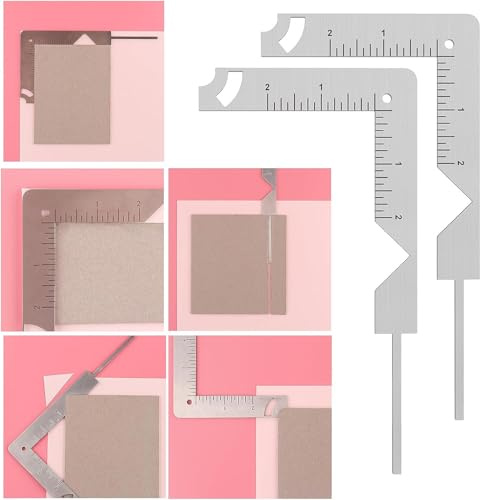 2Pcs/Set,Book Cover Guide,5-in-1 Stainless Steel Metal Bookbinding Cover Tool for Making Book Cover Creating Book or Album Covers Out of Chipboard Makes Creating Covers Out of Chipboard Simple.