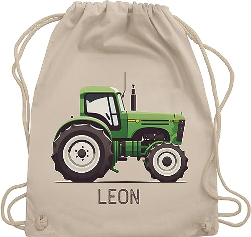 Turnbeutel Rucksack - Traktor mit Name personalisiert I Landwirte Geschenk Landwirt I Traktoren Geschenke Trecker I Landwirtschaft - Unisize - Naturweiß - stoffbeutel beutel kita bulldog