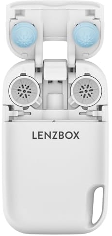 LENZBOX® - Premium All-In-One Kontaktlinsenbox für weiche Kontaktlinsen - Pflege + Aufbewahrung auf Knopfdruck - inkl. LenzCare® Premium Kombilösung für 30 Anwendungen - Reise-Set - Made in Germany