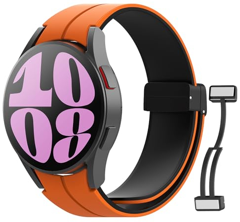 MoKo Cinturino Compatibile con Samsung Galaxy Watch 7 FE 6 5 4 40mm 44mm/Watch 6 Classic 43mm 47mm/5 Pro 45mm/4 Classic 42mm 46mm, Cinturino di Ricambio in Silicone con Fibbia Magnetica, A/N