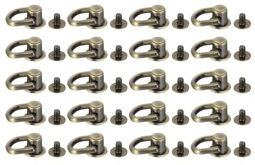 QUARKZMAN 20 Stück D-Ring-Stud-Schraubkopfknopf, Metall-D-Ring-Nieten für Leder-DIY-Bastelarbeiten, Taschen- und Schuhzubehör, Bronze