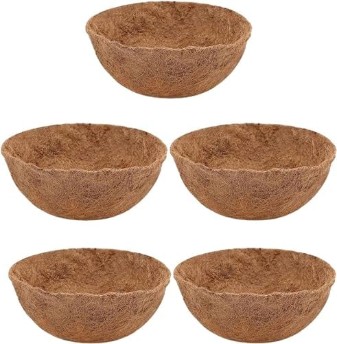 5 Stück Kokoseinlage Runde Kokosfaser Liner Outdoor Pflanzen Liner Hängende Korb Liner Ersatz Einlage Kokos-Einlage Natur für Hängemapeln Kokosmatte Hanging Basket Für Blumentopf (20cm/8zoll)
