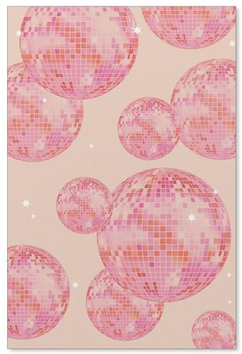 CIDLNMY Pinke Discokugel-Wandkunst, flippiges Mädchen-Poster, adrette, ästhetische Raumdekoration, trendiges Barwagen-Dekor, modisch, rosa und orange, Discokugel-Bild, Vintage-Wanddekoration, 40,6 x